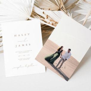 Elegantes Minimalistisches neutrales Script-Foto H Einladung