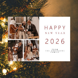 Elegantes Minimalistisches New Year Cheers Family Feiertagskarte