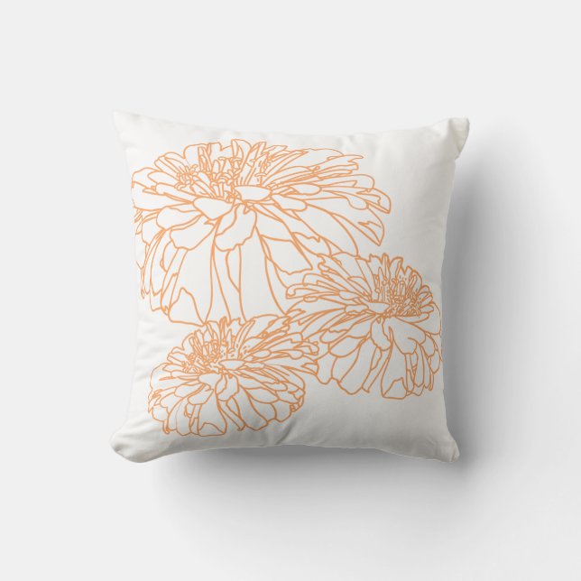 Elegantes, minimalistisches, orangefarbenes Blumen Kissen (Vorderseite)