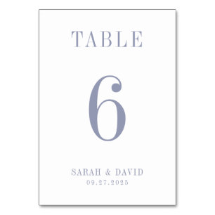 Elegantes Minimalistisches Pulver Blue Wedding Tischnummer
