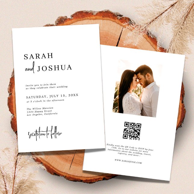 Elegantes Minimalistisches QR Code Foto Hochzeit Einladung (Von Creator hochgeladen)