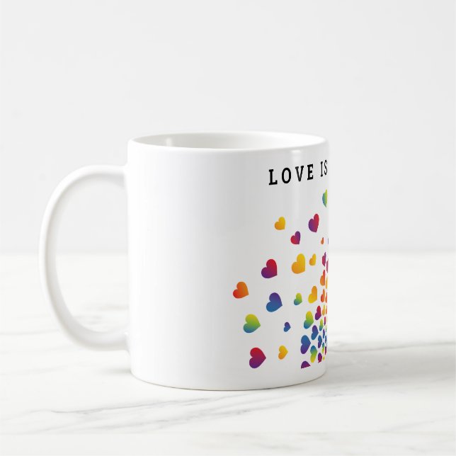 Elegantes Minimalistisches Rainbow Heart Design C Kaffeetasse (Links)