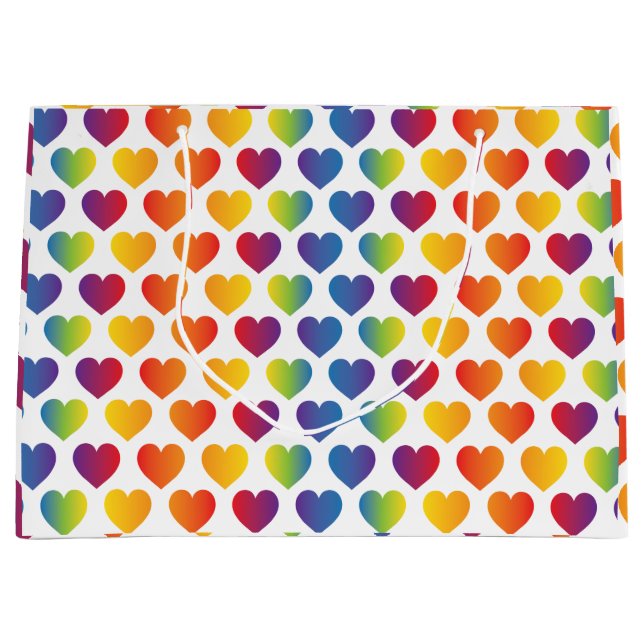 Elegantes Minimalistisches Rainbow Heart Design Gr Große Geschenktüte (Vorderseite)