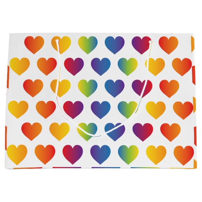 Elegantes Minimalistisches Rainbow Heart Design Große Geschenktüte (Vorderseite)