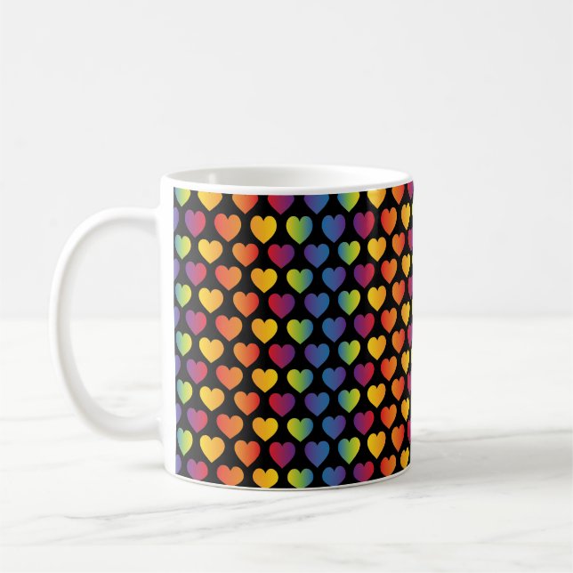 Elegantes Minimalistisches Rainbow Heart Design Kaffeetasse (Links)