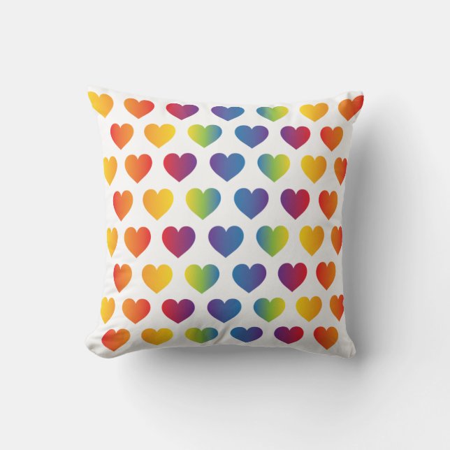 Elegantes Minimalistisches Rainbow Heart Design Kissen (Vorderseite)