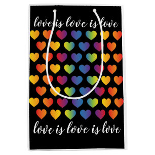 Elegantes Minimalistisches Rainbow Heart Design Mittlere Geschenktüte