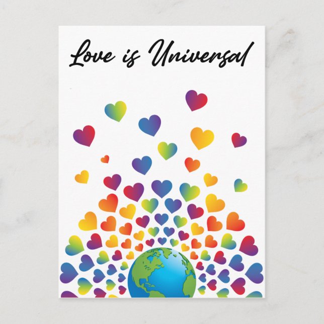 Elegantes Minimalistisches Rainbow Herzdesign Postkarte (Vorderseite)