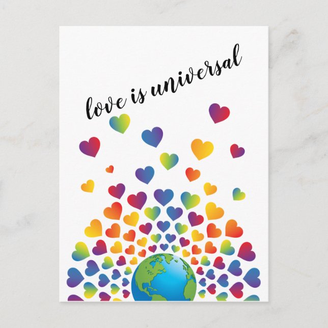 Elegantes Minimalistisches Rainbow Herzdesign Postkarte (Vorderseite)