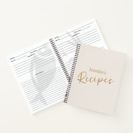 Elegantes Minimalistisches Rezept Notizbuch