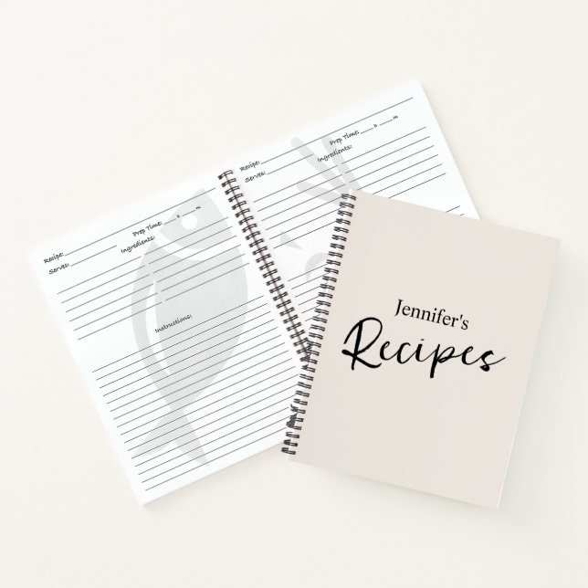Elegantes Minimalistisches Rezept Notizbuch (Innenseite)