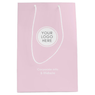 Elegantes Minimalistisches Rosa Logo Unternehmen Mittlere Geschenktüte