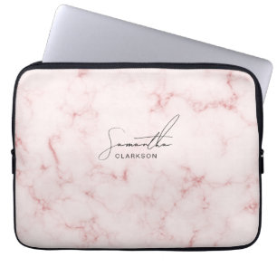 Elegantes minimalistisches rosa Marmor-Handschrift Laptopschutzhülle
