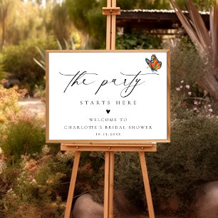 Elegantes Minimalistisches Schmetterling-Brautpart Poster