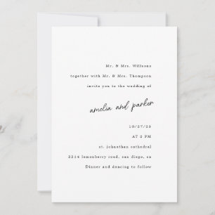 Elegantes Minimalistisches Schwarz & Weiß Einladung