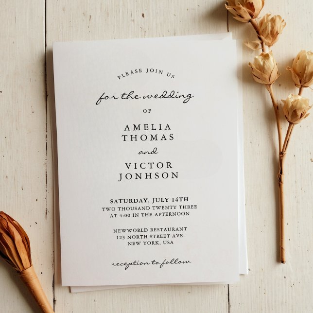 Elegantes Minimalistisches Schwarz-Weiß-Foto Hochz Einladung (Von Creator hochgeladen)