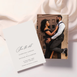 Elegantes Minimalistisches Schwarz-Weiß-Foto Hochz Save The Date