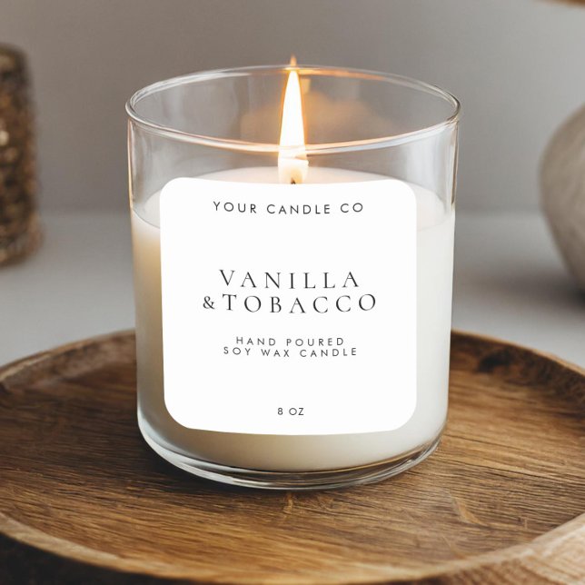 Elegantes, Minimalistisches Schwarz-Weiß-Kerzen-La Quadratischer Aufkleber (Von Creator hochgeladen)