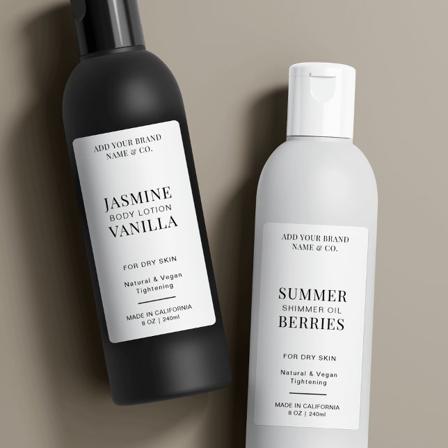 Elegantes, Minimalistisches Schwarz-weißes Cosmo-F Aufkleber (Fully editable cosmo bottle vertical rectangle labels with fully editable text)