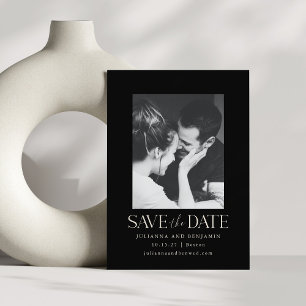 Elegantes Minimalistisches Schwarzes Foto Hochzeit Save The Date