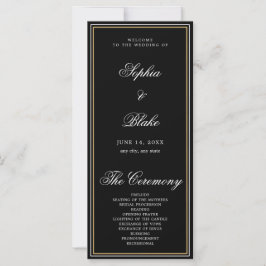 Elegantes Minimalistisches Schwarzes Hochzeitsprog