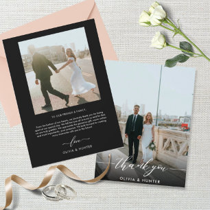 Elegantes Minimalistisches Schwarzes Kalligrafisch Dankeskarte