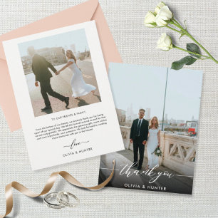 Elegantes Minimalistisches Schwarzes Kalligrafisch Dankeskarte