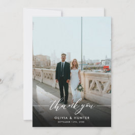 Elegantes Minimalistisches Schwarzes Kalligrafisch Dankeskarte