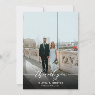 Elegantes Minimalistisches Schwarzes Kalligrafisch Dankeskarte