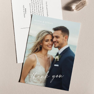Elegantes Minimalistisches Script Foto Hochzeit Po Postkarte