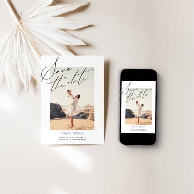 Elegantes Minimalistisches Script-Foto Save The Date (Von Creator hochgeladen)