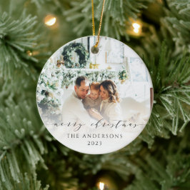 Elegantes Minimalistisches Script Frohe Weihnachte Keramik Ornament