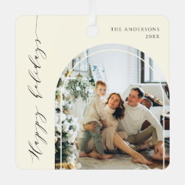 Elegantes Minimalistisches Script Happy Holidays F Ornament Aus Metall