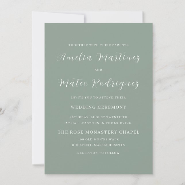Elegantes Minimalistisches Script Moderne Hochzeit Einladung (Vorderseite)