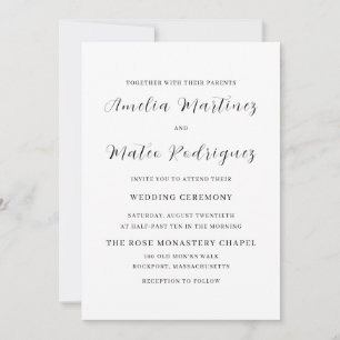 Elegantes Minimalistisches Script Moderne Hochzeit Einladung
