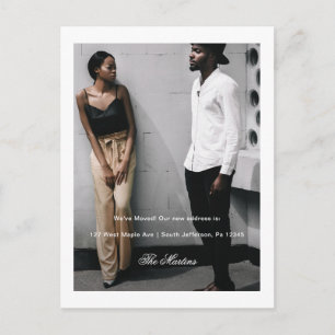 Elegantes Minimalistisches Script New Address Foto Postkarte