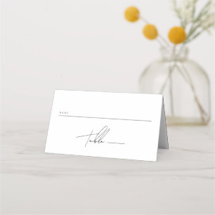 Elegantes Minimalistisches Script Schwarz und Weiß Platzkarte