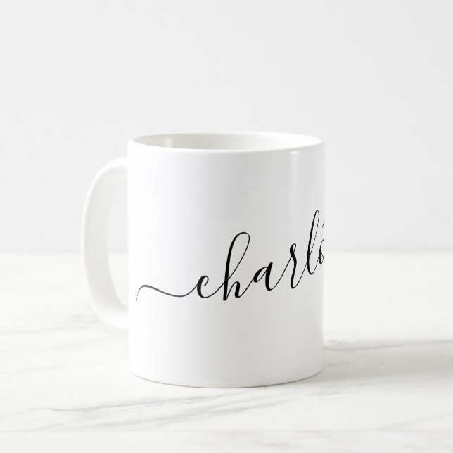 Elegantes minimalistisches Skript modernes persona Kaffeetasse (Vorderseite Links)
