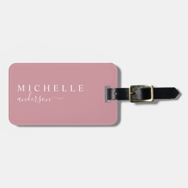 Elegantes Minimalistisches Skript Rosa Gepäckanhänger (Vorderseite horizontal)