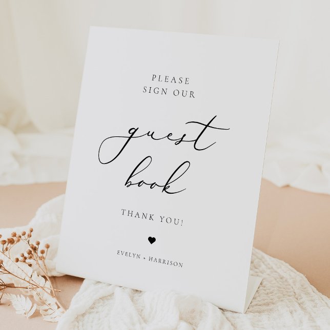 Elegantes Minimalistisches Skript Wedding Guest Bo Sockelschild (Von Creator hochgeladen)