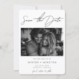 Elegantes Minimalistisches Skript Zwei Foto Save The Date