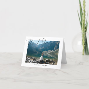 Elegantes Minimalistisches SkriptWedding-Foto gekl Dankeskarte