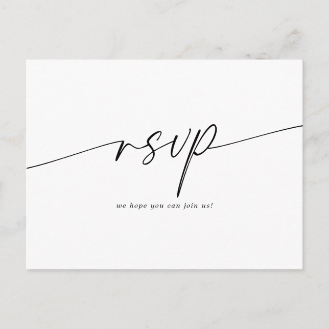 Elegantes Minimalistisches SkriptWedding RSVP Postkarte (Vorderseite)