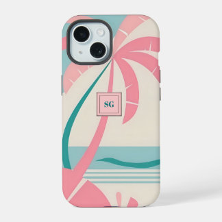 Elegantes Minimalistisches tropisches rosa aquamar iPhone 15 Hülle