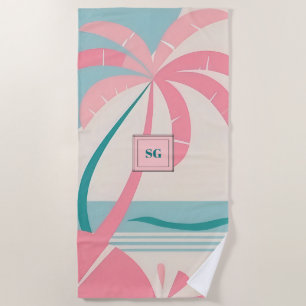 Elegantes Minimalistisches tropisches rosa aquamar Strandtuch