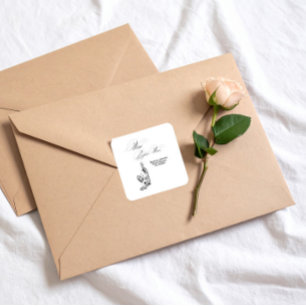 Elegantes Minimalistisches Vino Before Vows Brautp Quadratischer Aufkleber