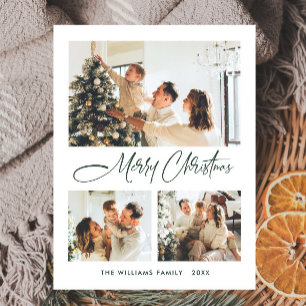 Elegantes Minimalistisches Weihnachten 3 Foto Gruß Postkarte