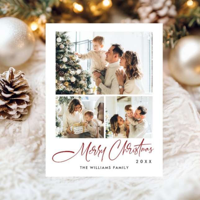 Elegantes Minimalistisches Weihnachten 3 Foto Gruß Postkarte (Von Creator hochgeladen)