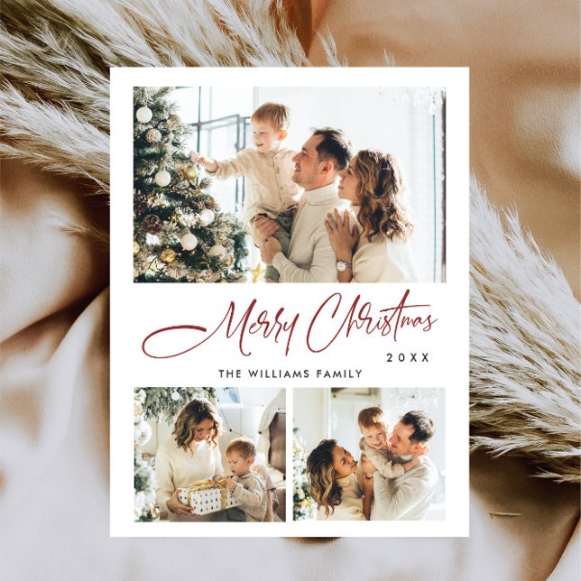 Elegantes Minimalistisches Weihnachten 3 Foto Gruß Postkarte (Von Creator hochgeladen)