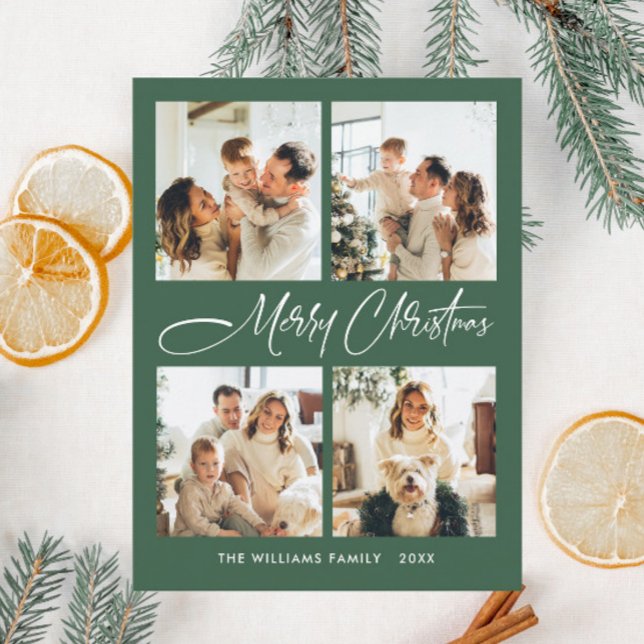 Elegantes Minimalistisches Weihnachten 4 Foto Gruß Postkarte (Von Creator hochgeladen)